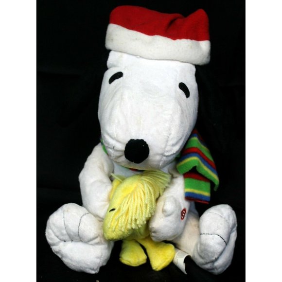 2011 Gemmy Peanuts Snoopy Woodstock Christmas Animated Plush Stuffed Animal 12" - Picture 1 of 12
